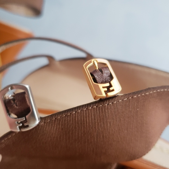 FENDI LEATHER, FABRIC CORK, PLATFORM SHOES US 8.5, 9 - Picture 11 of 16